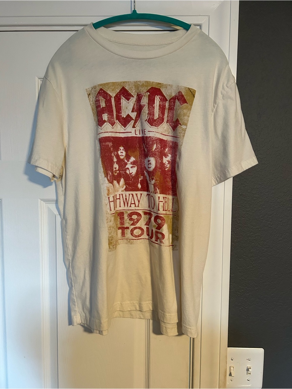 AC/DC Cream Tee with Red Logo